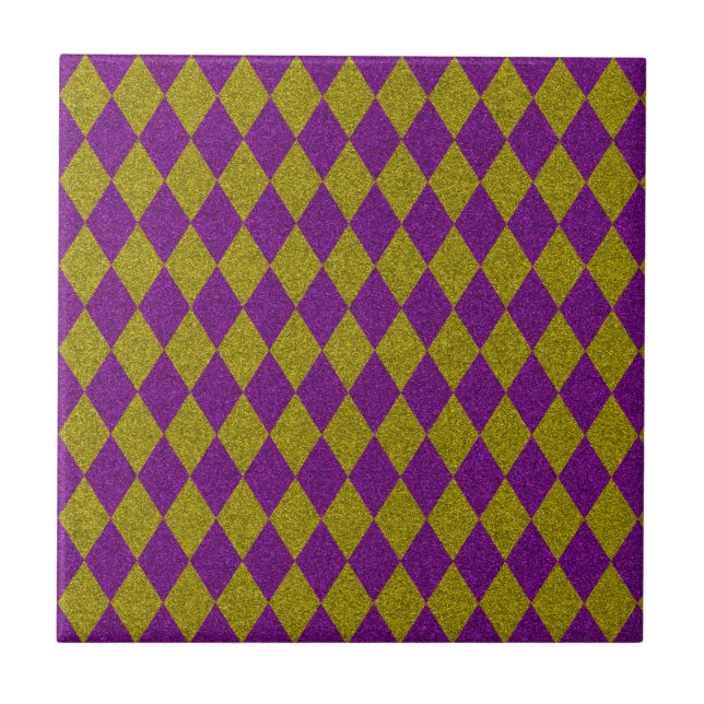 Purple & Gold Diamond Glitter Tile (Front)