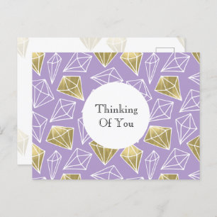 Purple Gold Diamonds Thinking of you Postcard