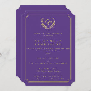 Purple/Gold Doctor of Osteopathic Medicine Grad Invitation