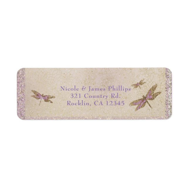 Purple & Gold Dragonflies Dragonfly Invitation (Front)
