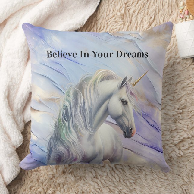 Purple Gold Dream Unicorn  Cushion (Blanket)