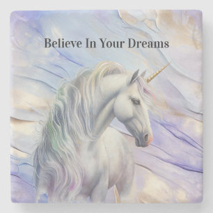 Purple Gold Dream Unicorn  Stone Coaster