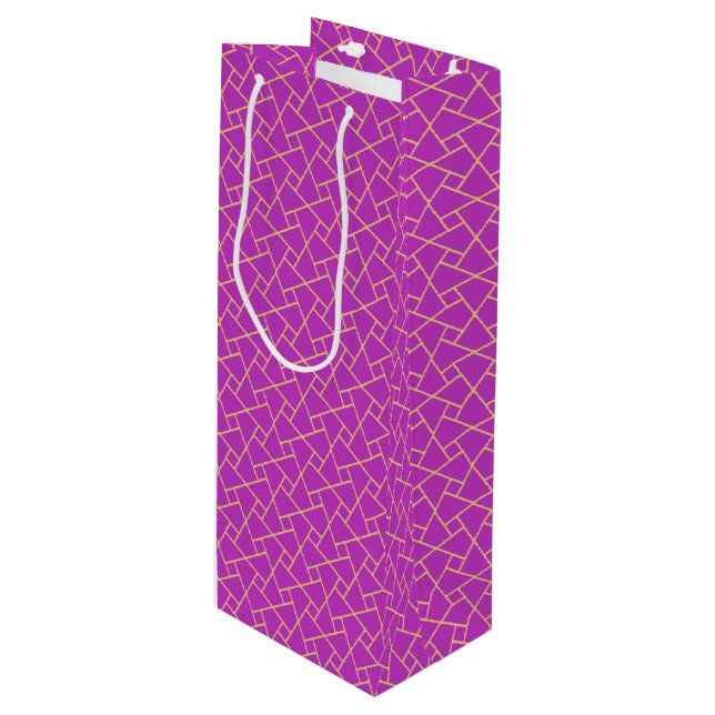 Purple Gold-effect Islamic Pattern Wine Gift Bag (Front Angled)
