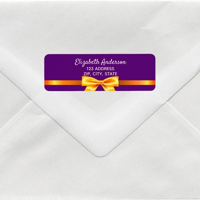 Purple gold elegant bow return address (Creator Uploaded)