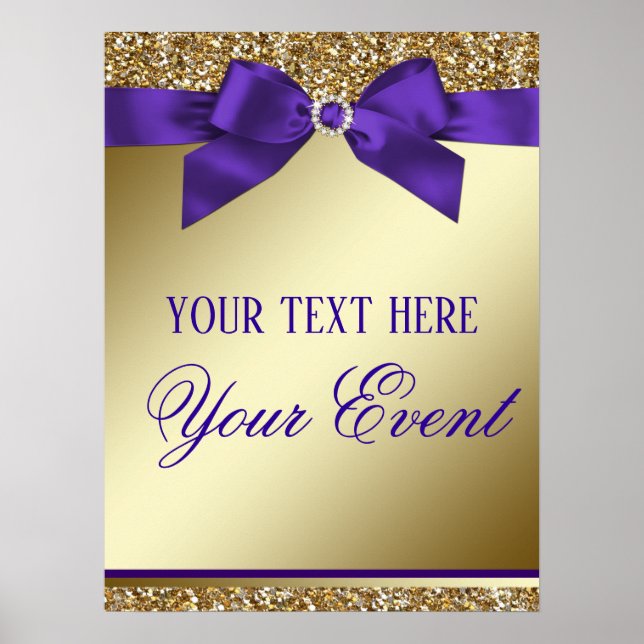 Purple Gold Elegant Event Welcome Sign (Front)