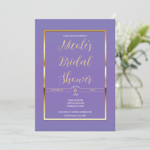 Purple & Gold Elegant Modern Glam Bridal Shower Invitation