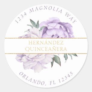 Purple & Gold Elegant Quinceañera Classic Round Sticker