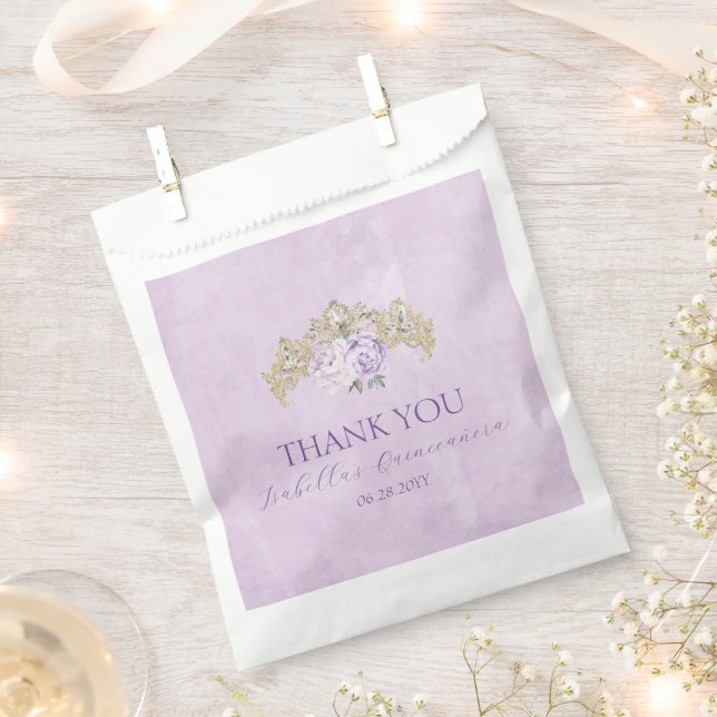 Purple & Gold Elegant Quinceañera Favour Bags (Clipped)