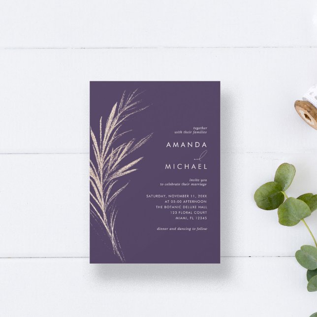 Purple Gold Elegant Wedding Invitation (Creator Uploaded)