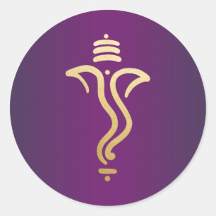 Purple Gold Festive Ganesh/ Indian God Classic Round Sticker