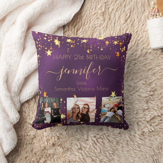Purple gold firends photo Stars name Cushion (Blanket)