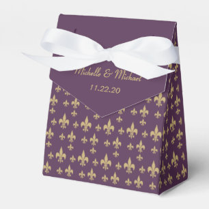 Purple Gold Fleur de Lis Favour Box
