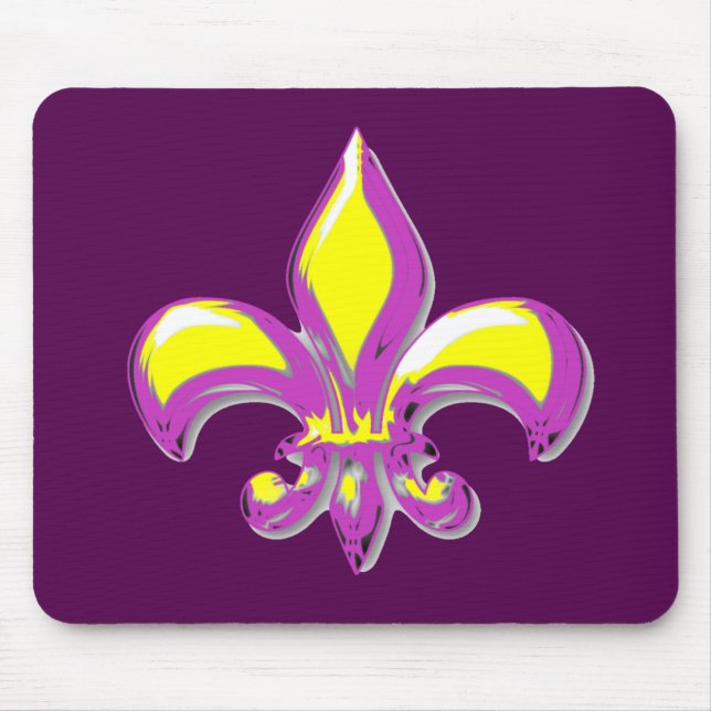 Purple & Gold Fleur de lis Mouse Mat (Front)