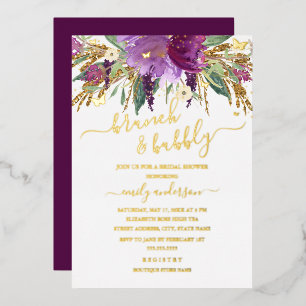 Purple Gold Floral Amethyst Bridal Shower
