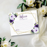 Purple Gold Floral Bridal Shower Advice for Bride 