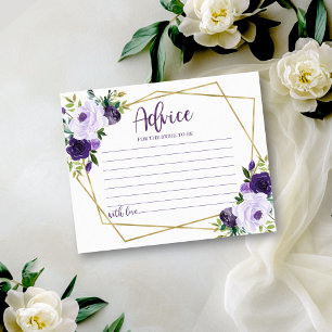 Purple Gold Floral Bridal Shower Advice for Bride Invitation