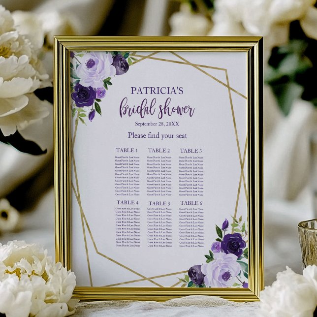 Purple Gold Floral Bridal Shower Seating Chart (Creator Uploaded)