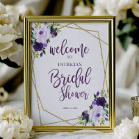 Purple Gold Floral Bridal Shower Welcome