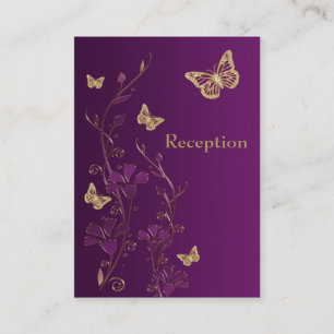 Purple, Gold Floral Butterflies Enclosure Card