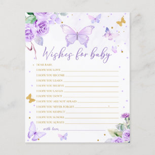 Purple Gold Floral Butterfly Wishes For Baby