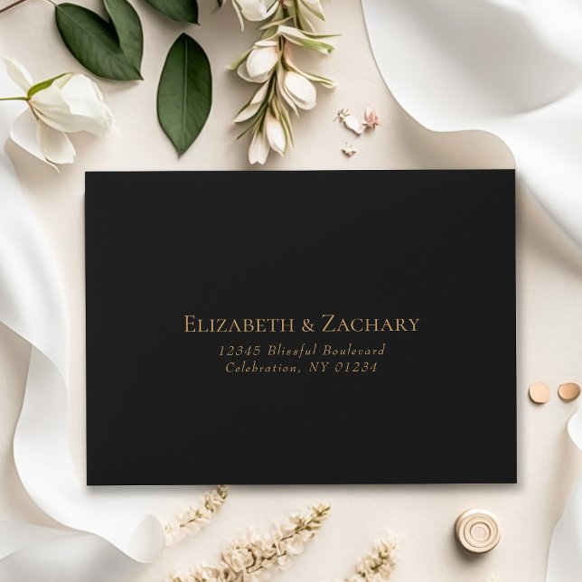 Purple Gold Floral Dark Wedding RSVP Return Envelope (Creator Uploaded)