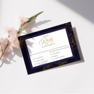 Purple & Gold Floral Elegant Calligraphy Wedding Enclosure Card