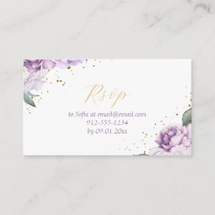 Purple & Gold Floral Elegant Quinceañera RSVP Enclosure Card