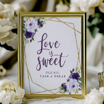 Purple Gold Floral  Love Is Sweet Sign<br><div class="desc">Purple Gold Floral Love Is Sweet Sign</div>