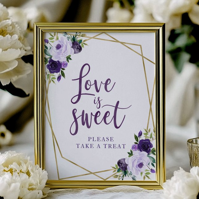 Purple Gold Floral  Love Is Sweet Sign (Creator Uploaded)