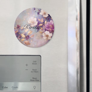 Purple Gold Floral Magnet
