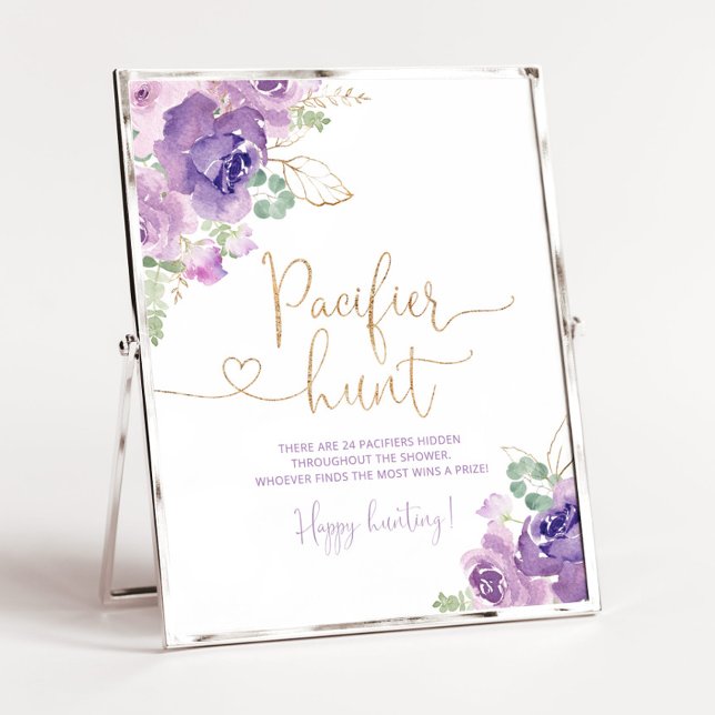 Purple gold floral Pacifier hunt game Poster (Creator Uploaded)