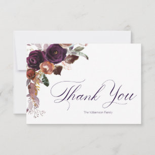 Purple Gold Floral Personalised Thank You Notes