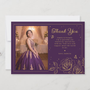 Purple & Gold Floral Quinceañera