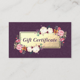 Purple Gold Floral Salon Boutique Gift Certificate