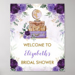 Purple Gold Floral Travel Adventure Bridal Shower Poster<br><div class="desc">Travel themed welcome sign for bridal shower,  baby shower,  wedding. etc. featuring elegant watercolor purple flowers,  vintage suitcases and a pretty lavender globe</div>