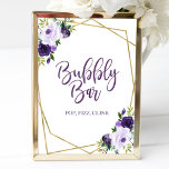 Purple Gold Floral Watercolor Bubbly Bar Sign<br><div class="desc">Purple Gold Floral Watercolor Bubbly Bar Sign</div>