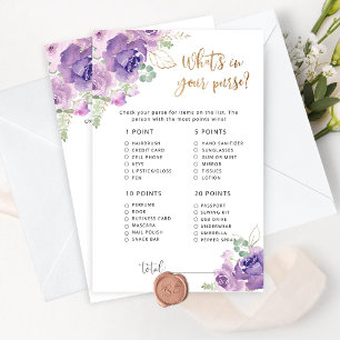 Purple gold floral what's in your purse game