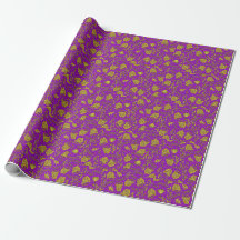 Purple & Gold Floral Wrapping Paper