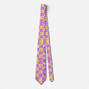 Purple gold Flower seamless Chequerboard pattern Tie