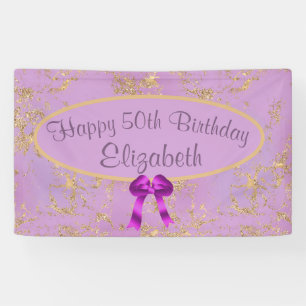 Purple Gold Foil 50th Birthday  Banner