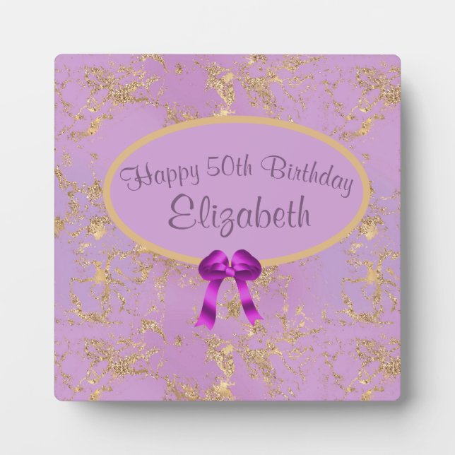 Purple Gold Foil 50th Birthday  Plaque (Front)