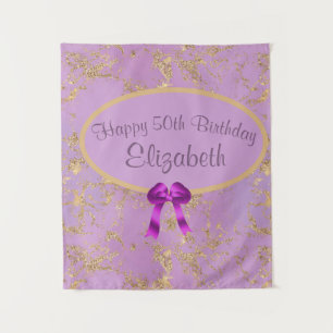 Purple Gold Foil 50th Birthday  Tapestry
