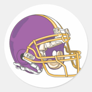 Purple Gold Football Helmet Classic Round Sticker