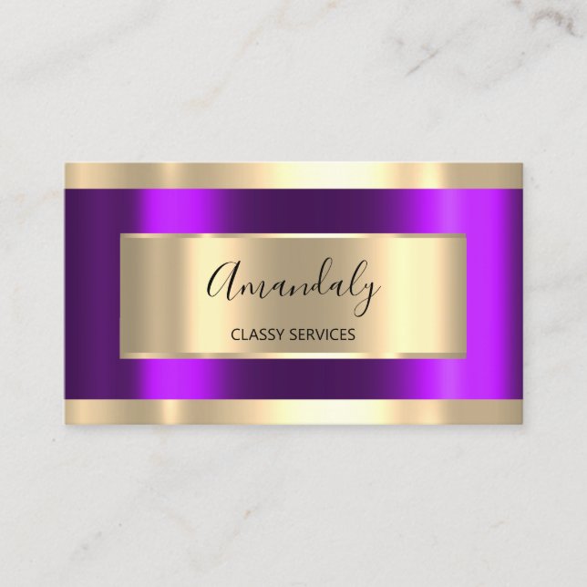 Purple  Gold Framed Elegant Professional Mooddeern Business Card (Front)