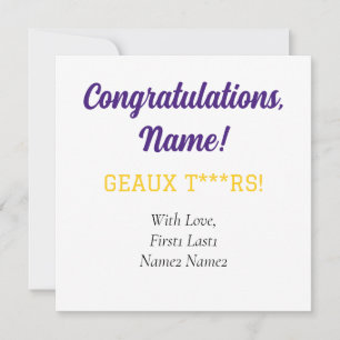 PURPLE, GOLD Geaux Gift Card Tag