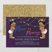 Purple Gold gender reveal Invitation