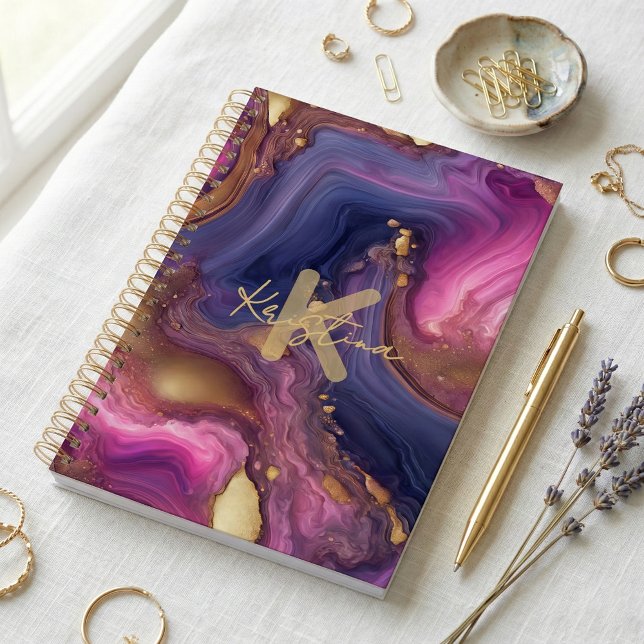 Purple Gold Geode Agate Monogram Script Name Planner (Creator Uploaded)