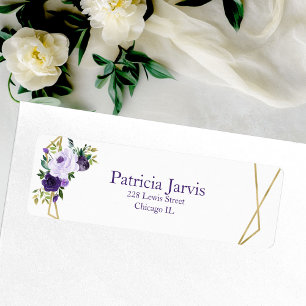 Purple Gold Geometric Watercolor Floral