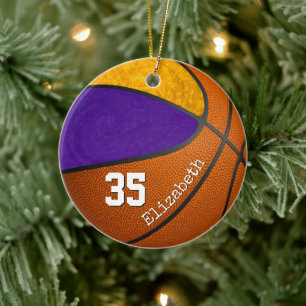 purple gold girls' basketball team memento ceramic tree decoration