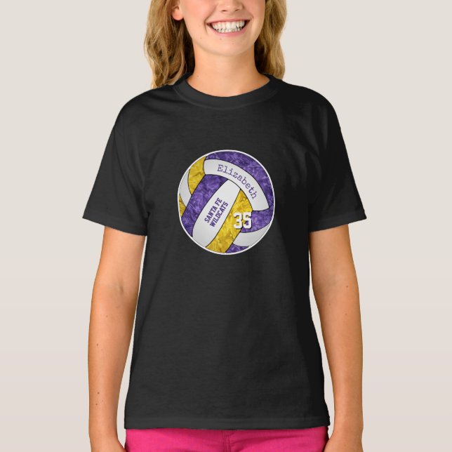 purple gold girl's volleyball team colours T-Shirt (Front)
